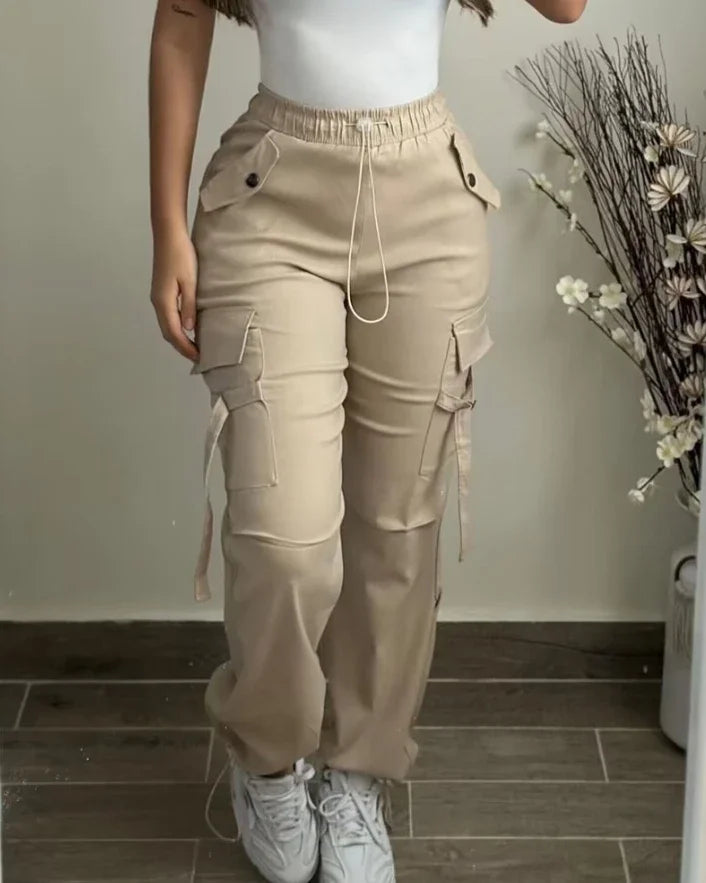 Pantalon Cargo Femme Imprimé Camouflage avec Cordon de Serrage et Poches – Style Safari Décontracté - BLACKBEARD OUTDOOR INDUSTRIES