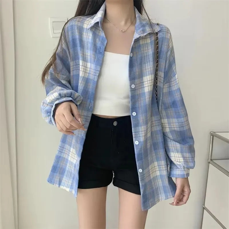 Chemise à Carreaux Femme – Style Vintage Preppy | Manches Longues | Coupe Ample | Automne / Toutes Saisons - BLACKBEARD OUTDOOR INDUSTRIES
