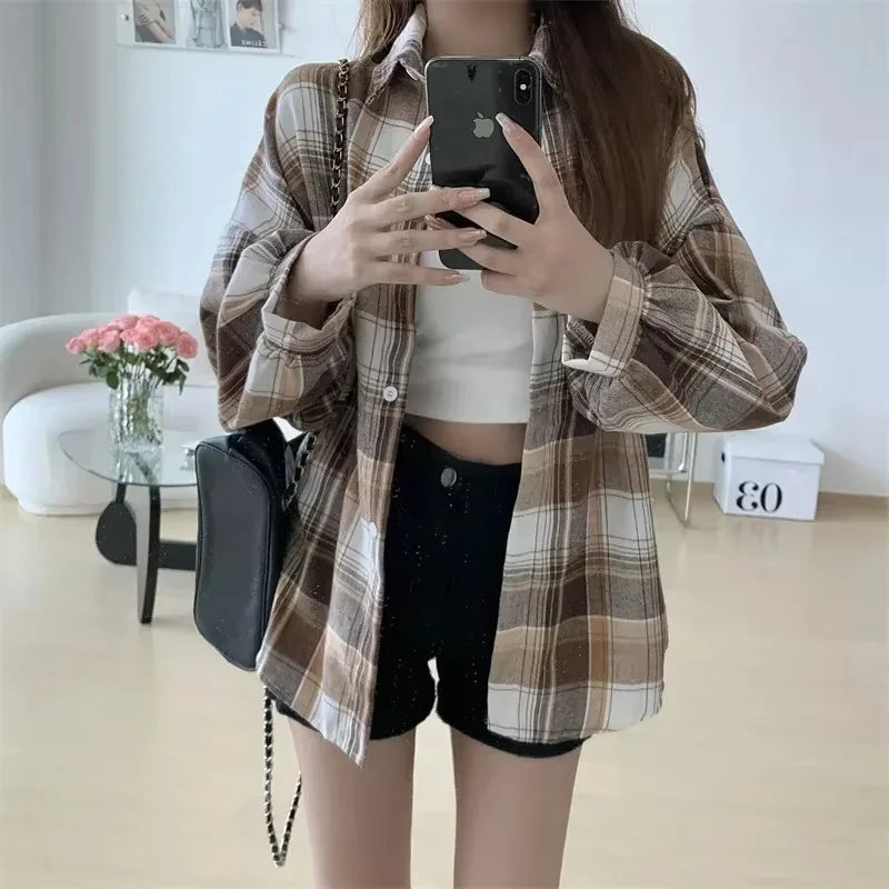 Chemise à Carreaux Femme – Style Vintage Preppy | Manches Longues | Coupe Ample | Automne / Toutes Saisons - BLACKBEARD OUTDOOR INDUSTRIES