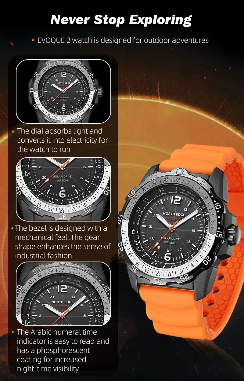 NORTH EDGE EVOQUE2 – Montre Solaire Sport pour Homme - BLACKBEARD OUTDOOR INDUSTRIES