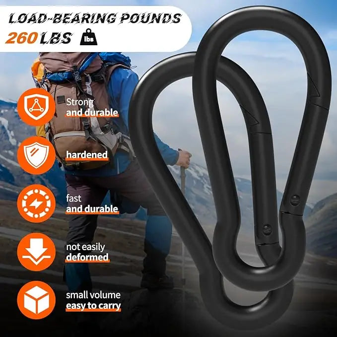 Mini Mousqueton en Alliage d'Aluminium – Lot de 10/50 pièces | Clip D-Type Pratique et Résistant pour Clés, Camping et Outdoor - BLACKBEARD OUTDOOR INDUSTRIES
