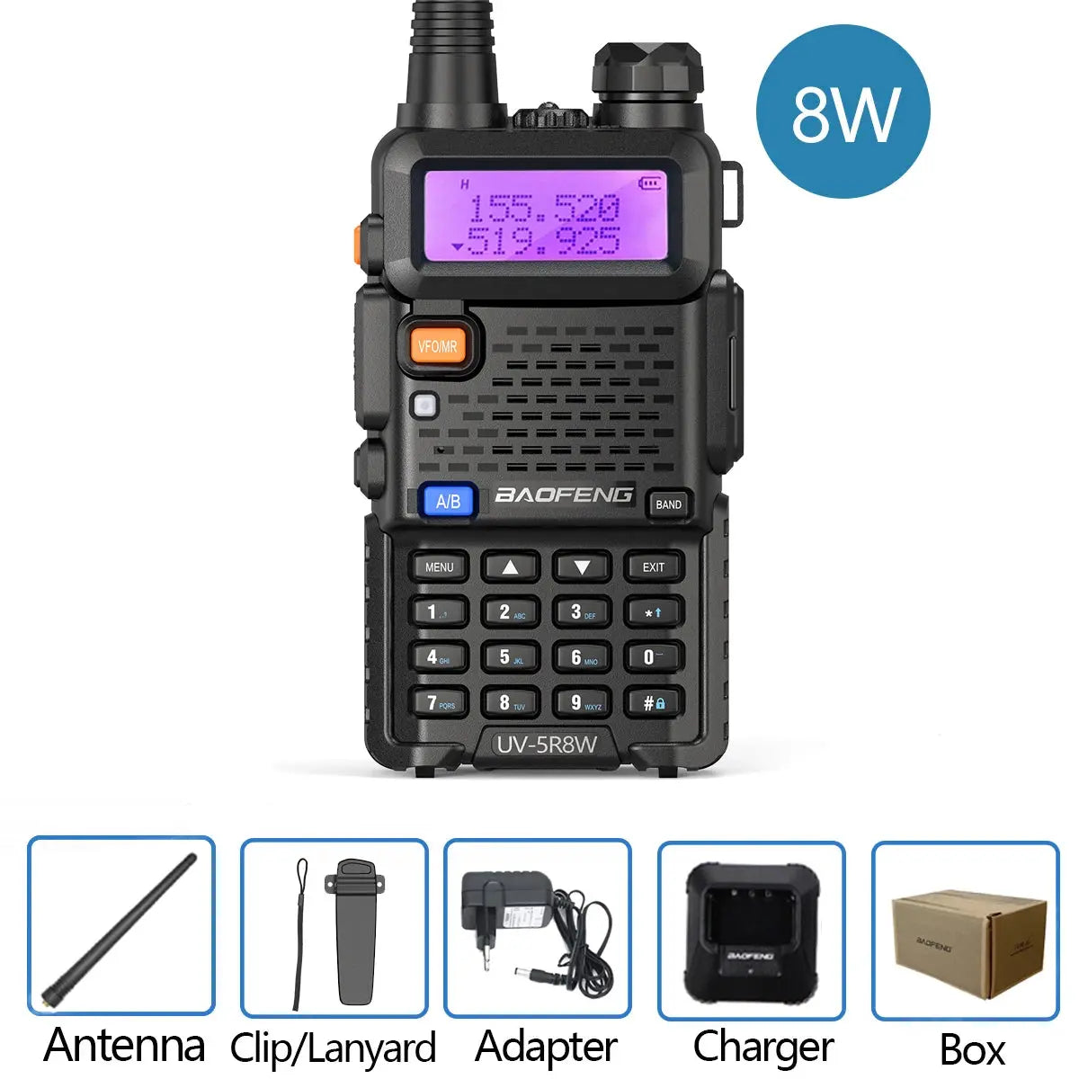 Baofeng UV-5R – Radio Bi-Bande VHF/UHF | 128 Canaux, Jusqu'à 15 km de Portée, Lampe LED et FM Ma boutique