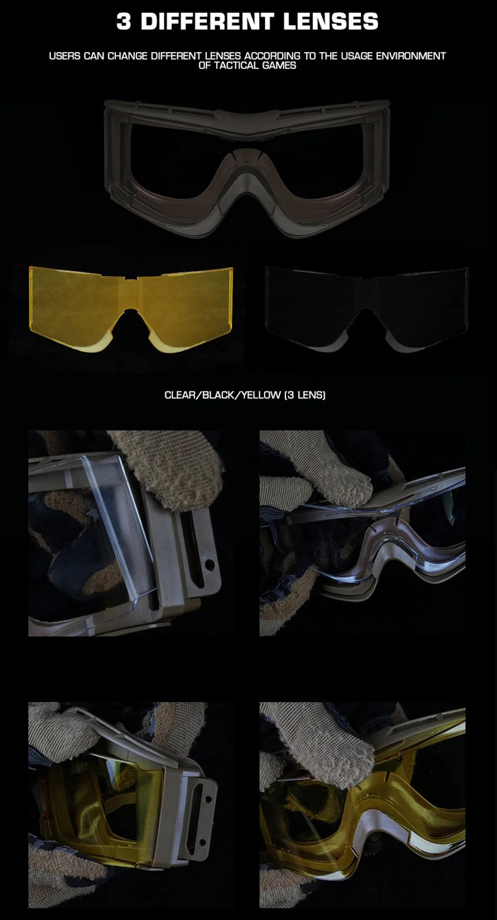 Lunettes Tactiques W810 – Protection Balistique Anti-UV – Antipoussière et Antivent – Pour Airsoft, Moto, Ski, Randonnée et Tir - BLACKBEARD OUTDOOR INDUSTRIES
