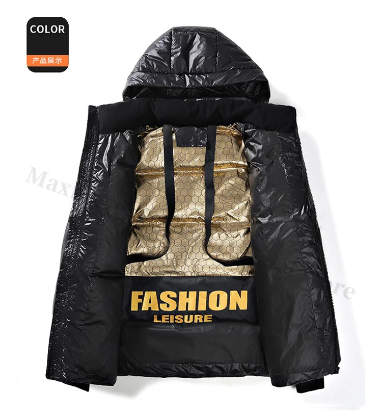 COMXZ 2025 Winter Fashion Stand Collar Cotton Jacket Hooded Winter Waterproof Windproof Outdoor Casual Warm Coat Men Streetwear BLACKBEARD OUTDOOR INDUSTRIES