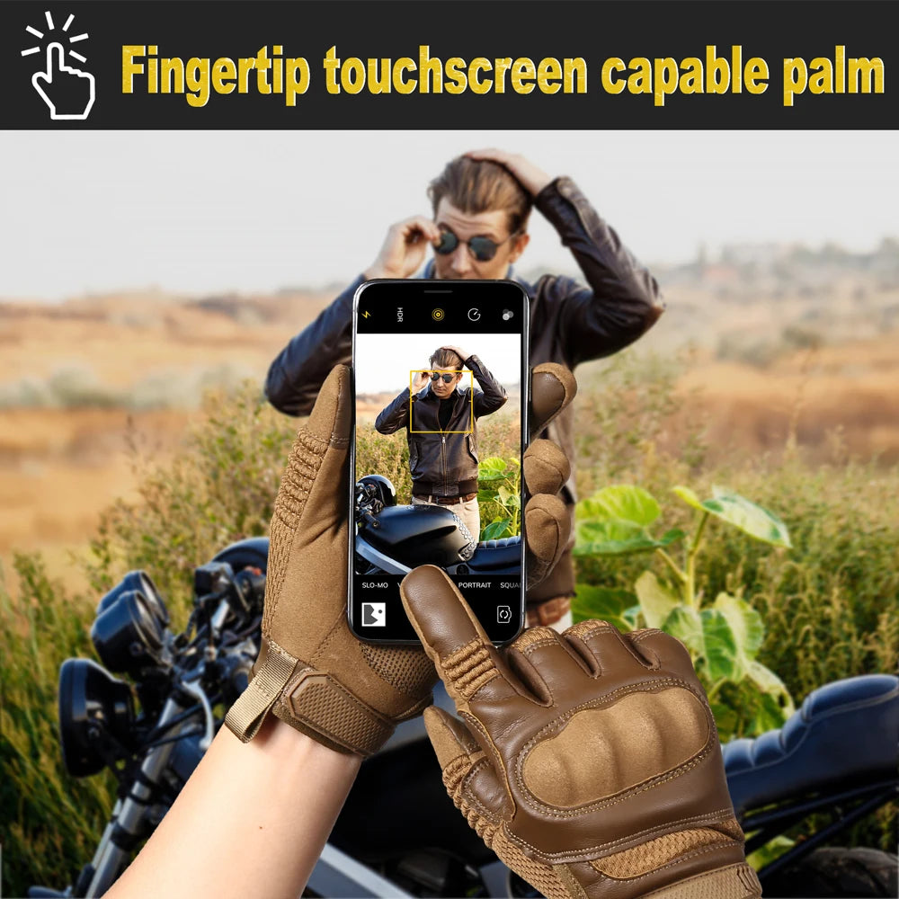 Gants Moto Tactiles en Cuir PU – Protection Totale & Confort Haut de Gamme - BLACKBEARD OUTDOOR INDUSTRIES