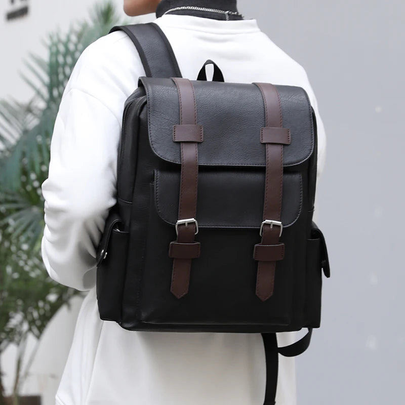 Sac à Dos Homme en Cuir PU – Élégant & Fonctionnel | Ordinateur Portable & École | 20–35L - BLACKBEARD OUTDOOR INDUSTRIES