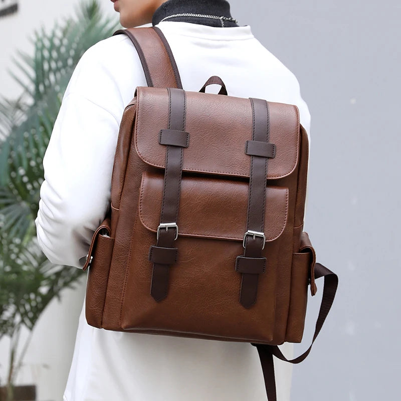 Sac à Dos Homme en Cuir PU – Élégant & Fonctionnel | Ordinateur Portable & École | 20–35L - BLACKBEARD OUTDOOR INDUSTRIES