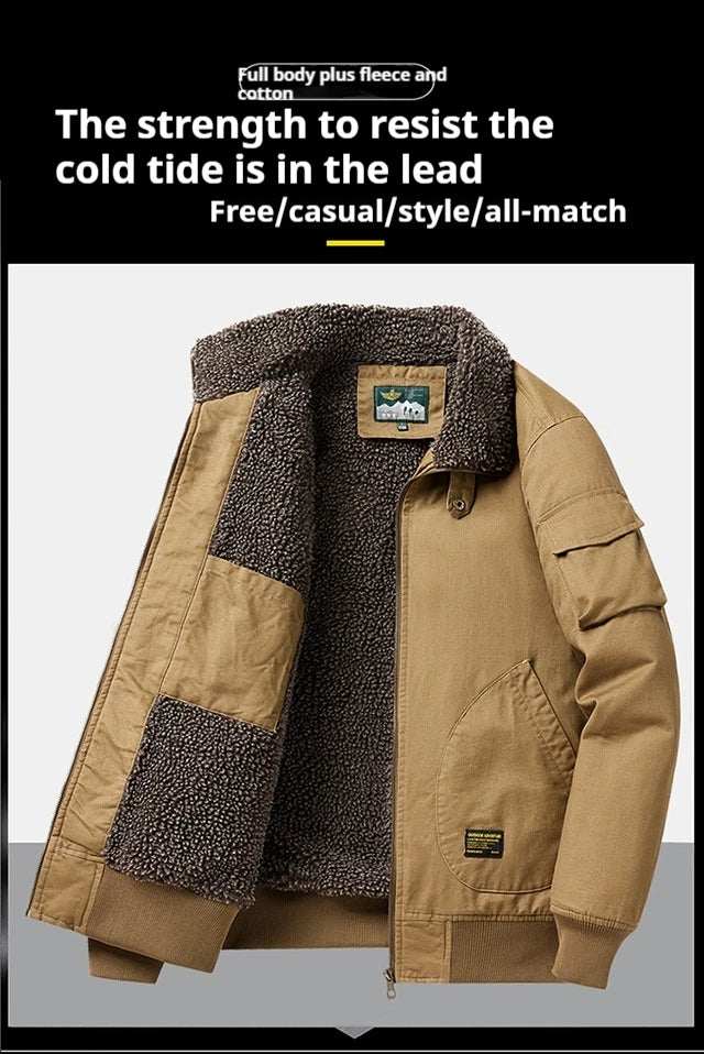 Veste d'Hiver Homme – Bombardier avec Doublure en Laine, Veste à Col Roulé, Manteau en Coton Chaud et Douillet – Parfaite pour les Voyages et le Travail BLACKBEARD OUTDOOR INDUSTRIES