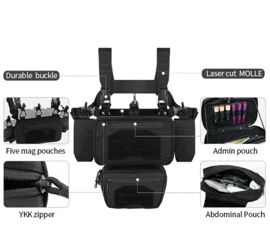 YAKEDA Tactical Mini Chest Rig – Laser Cut MOLLE Ma boutique