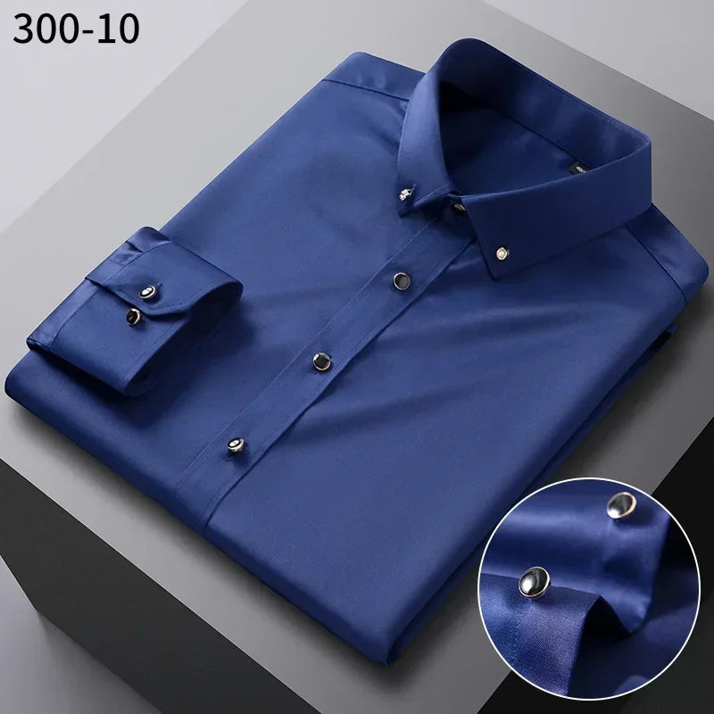 Chemise Homme de Qualité, Manches Longues, Élastique, Confortable et Anti-Retouche – Chemise Business Slim Fit Coréenne BLACKBEARD OUTDOOR INDUSTRIES