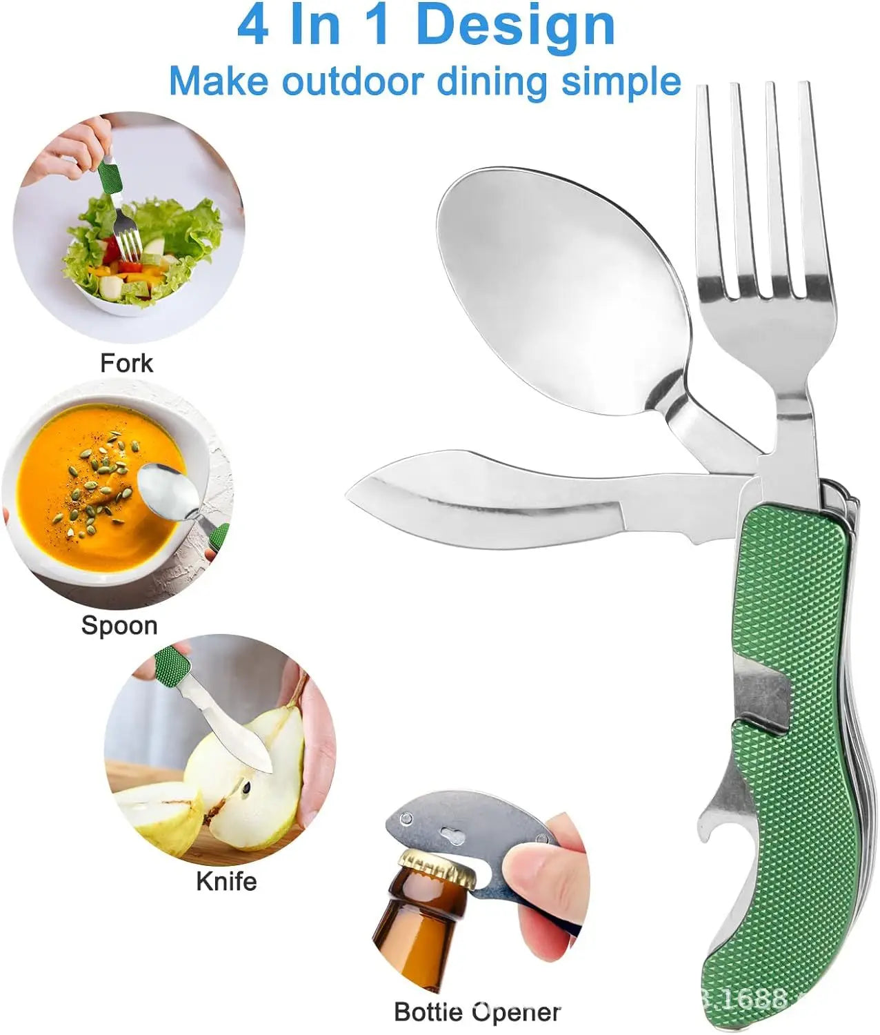 Kit de Vaisselle Multifonction 7 en 1 en Acier Inoxydable – Outils de Survie Pliable pour Camping et Pique-Nique - BLACKBEARD OUTDOOR INDUSTRIES