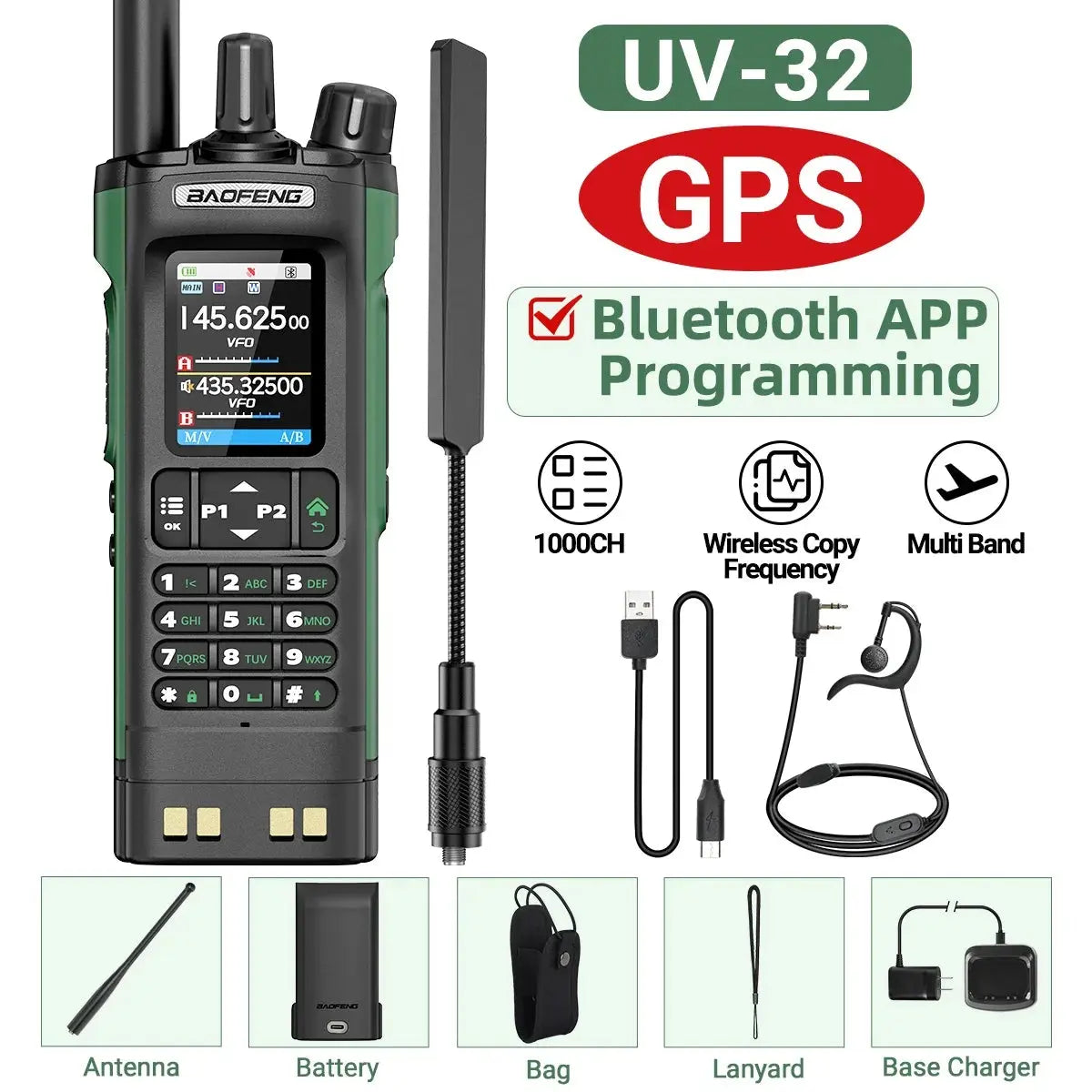 Talkie-Walkie Baofeng UV-32 – Programmation Bluetooth & GPS Intégré Ma boutique