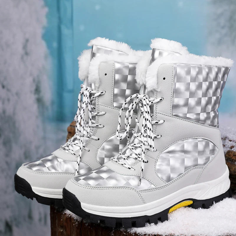 Bottes de Neige Femme Hiver 2024 – Sneakers Chaudes à Fourrure, Semelle Épaisse, Imperméables – Bottines Mi-mollet Outdoor - BLACKBEARD OUTDOOR INDUSTRIES