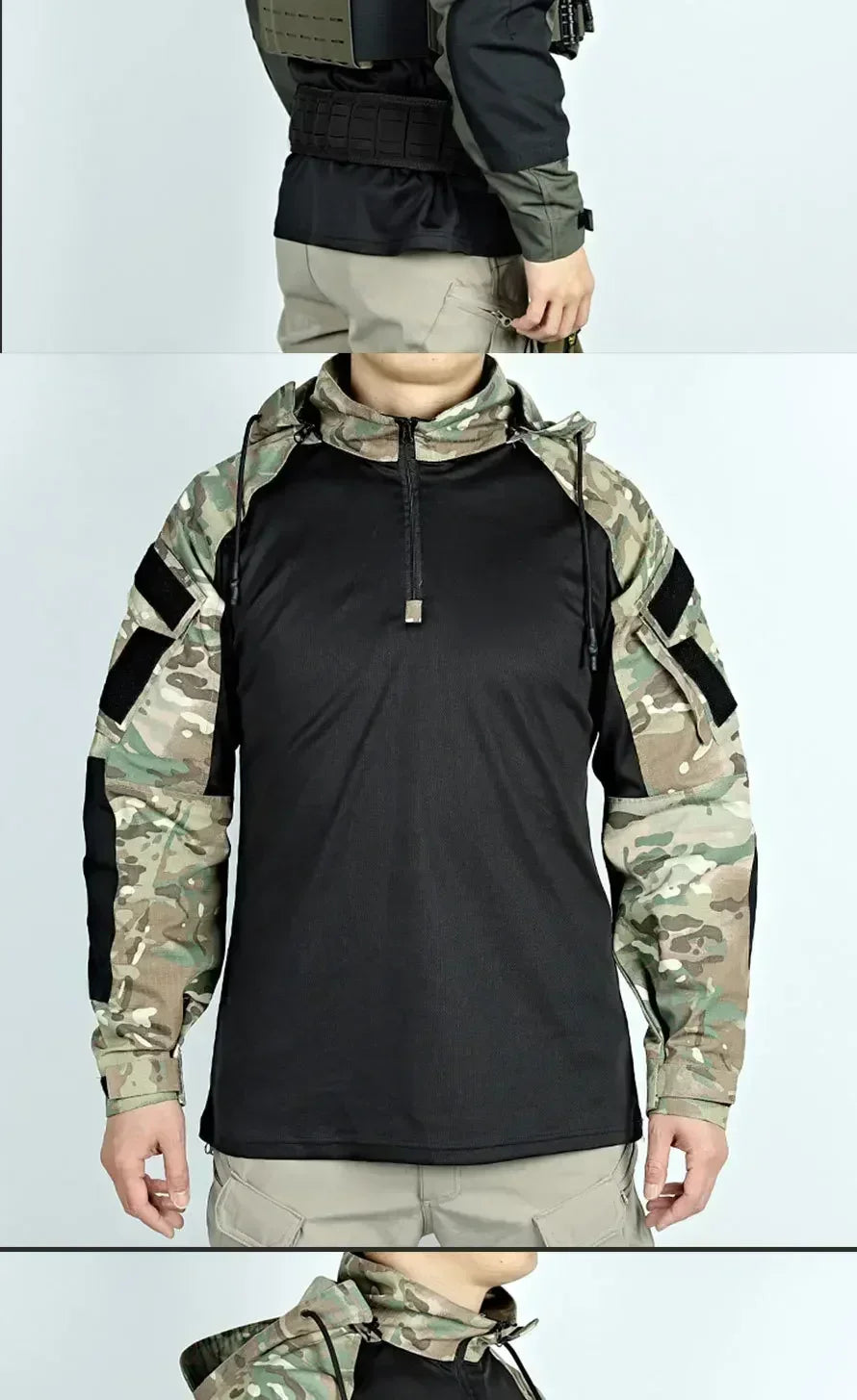 Chemise tactique unisexe manches longues – T-shirt respirant à capuche camouflage pour chasse, entraînement et paintball - BLACKBEARD OUTDOOR INDUSTRIES