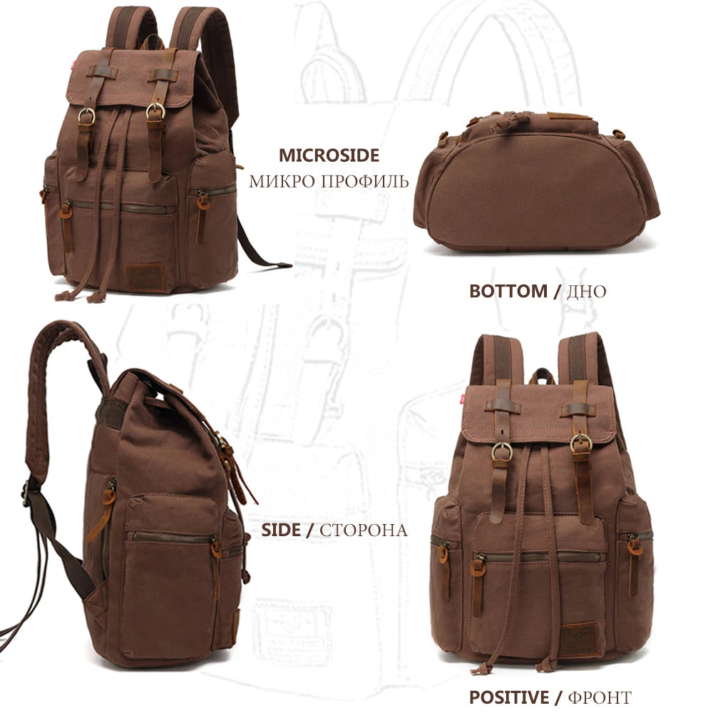 MARKROYAL Sac à Dos Vintage en Toile – Grand Format 36–55L | Compatible PC 14’’ | Unisexe - BLACKBEARD OUTDOOR INDUSTRIES