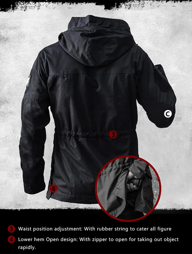Veste M65 Militaire Homme | Coupe-Vent Tactique Étanche avec Capuche – Hiver/Automne - BLACKBEARD OUTDOOR INDUSTRIES