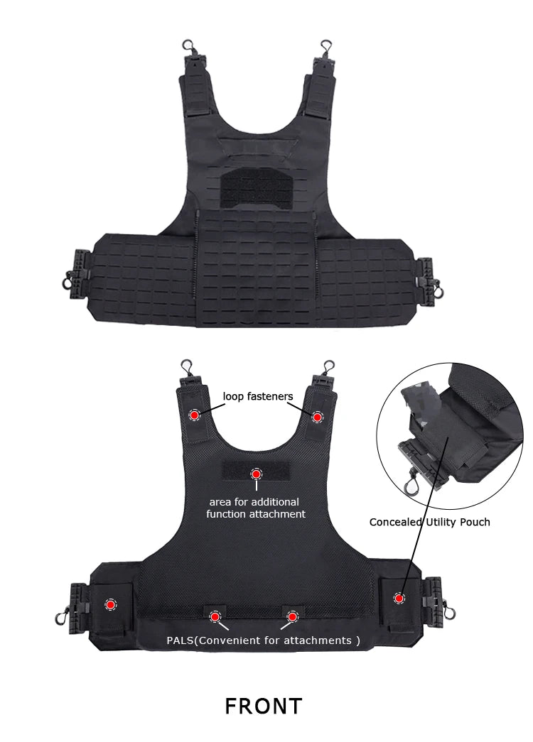 Gilet Tactique YAKEDA en Nylon – Gilet de Chasse avec Libération Rapide et Système PALS Découpé au Laser, Dos Extensible et Résistant à l'Usure BLACKBEARD OUTDOOR INDUSTRIES