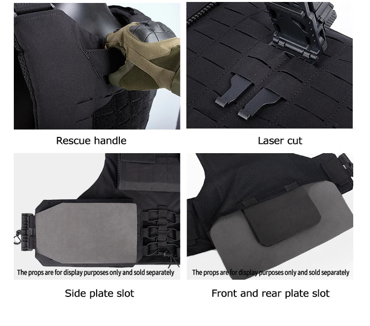 Gilet Tactique YAKEDA en Nylon – Gilet de Chasse avec Libération Rapide et Système PALS Découpé au Laser, Dos Extensible et Résistant à l'Usure BLACKBEARD OUTDOOR INDUSTRIES