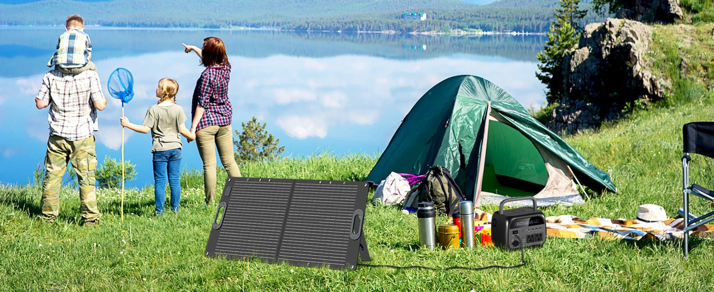 Dokio 100W Panneau Solaire Flexible et Pliant 18V avec Kit Contrôleur 12V – Idéal pour Camping, Voyage et VR - BLACKBEARD OUTDOOR INDUSTRIES