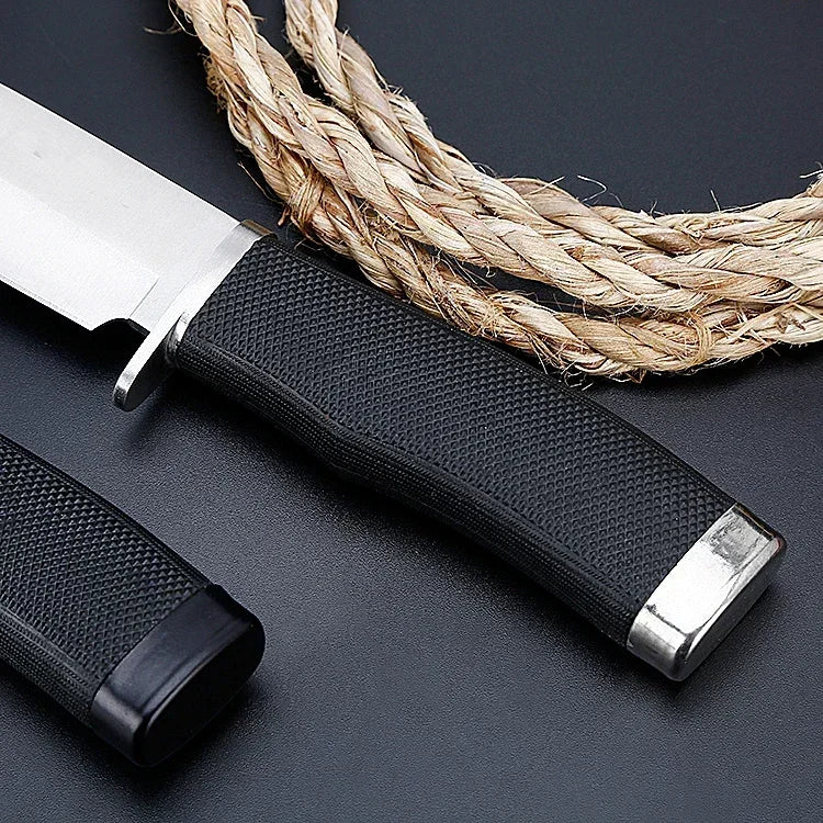 Couteau de Chasse à Lame Fixe Militaire Portable – Manche en Caoutchouc avec Étui Ceinture - BLACKBEARD OUTDOOR INDUSTRIES