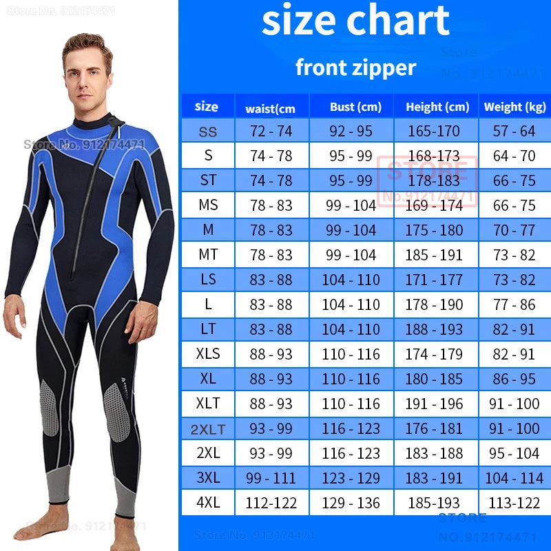 Combinaison de Plongée Homme 3MM Néoprène – Natation, Surf, Plongée, Snorkeling - BLACKBEARD OUTDOOR INDUSTRIES