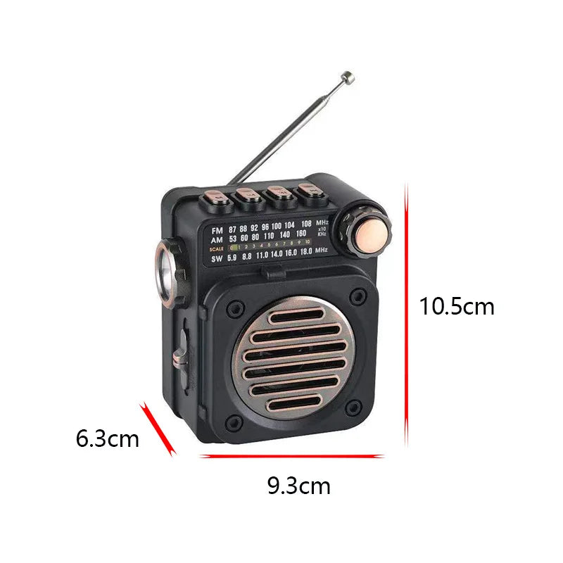 FM AM SW Stereo Pocket Mini Radio Wireless Bluetooth with LED Flashlight Ma boutique