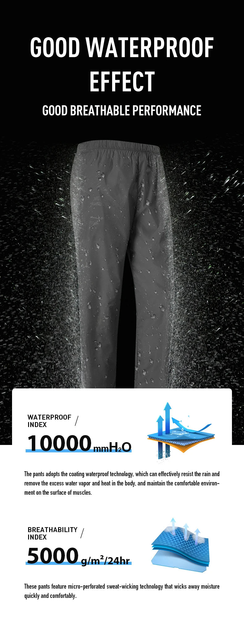 LNGXO Pantalons de Randonnée Imperméables Unisexe pour Hommes et Femmes - Pantalons de Camping, Escalade et Sports, Séchage Rapide, Protection UV, Léger BLACKBEARD OUTDOOR INDUSTRIES