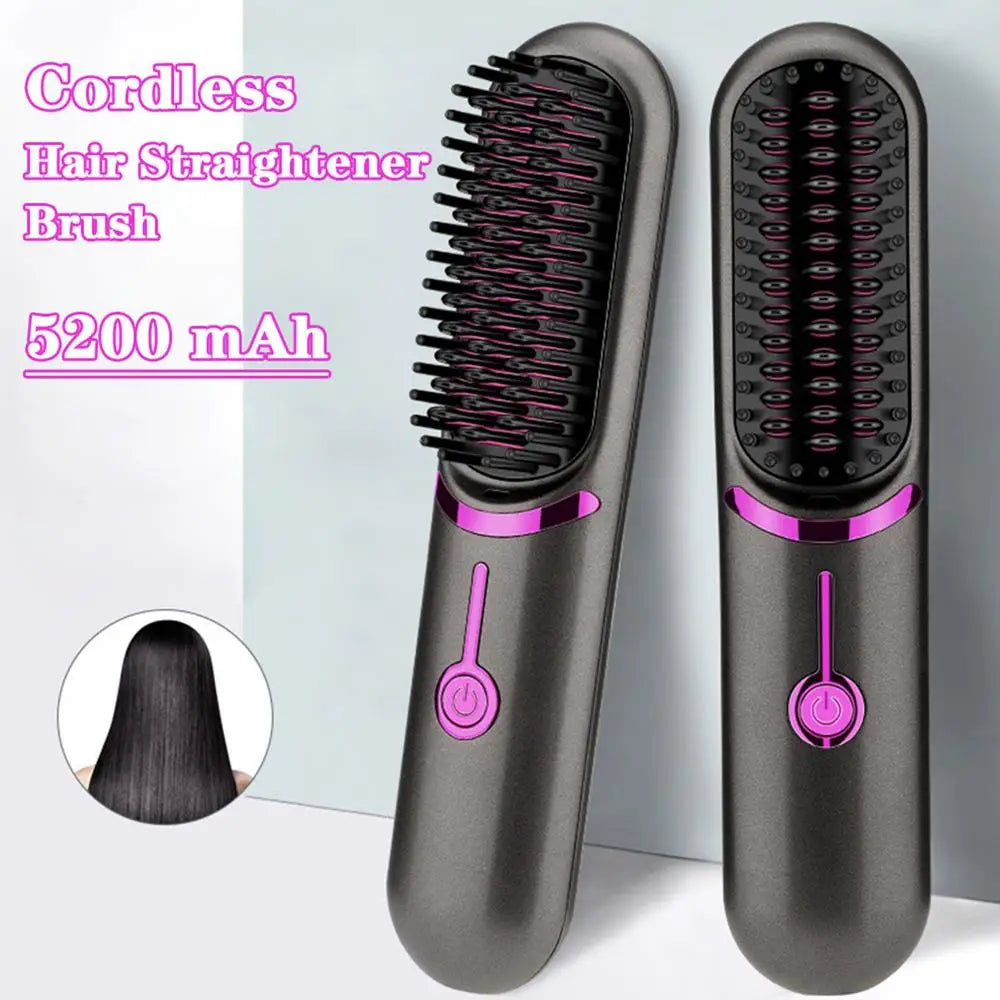 Brosse Lissante Sans Fil – Brosse Chauffante Anti-Frisottis Portable avec Batterie Rechargeable | Idéale pour Voyage & Maison - BLACKBEARD OUTDOOR INDUSTRIES