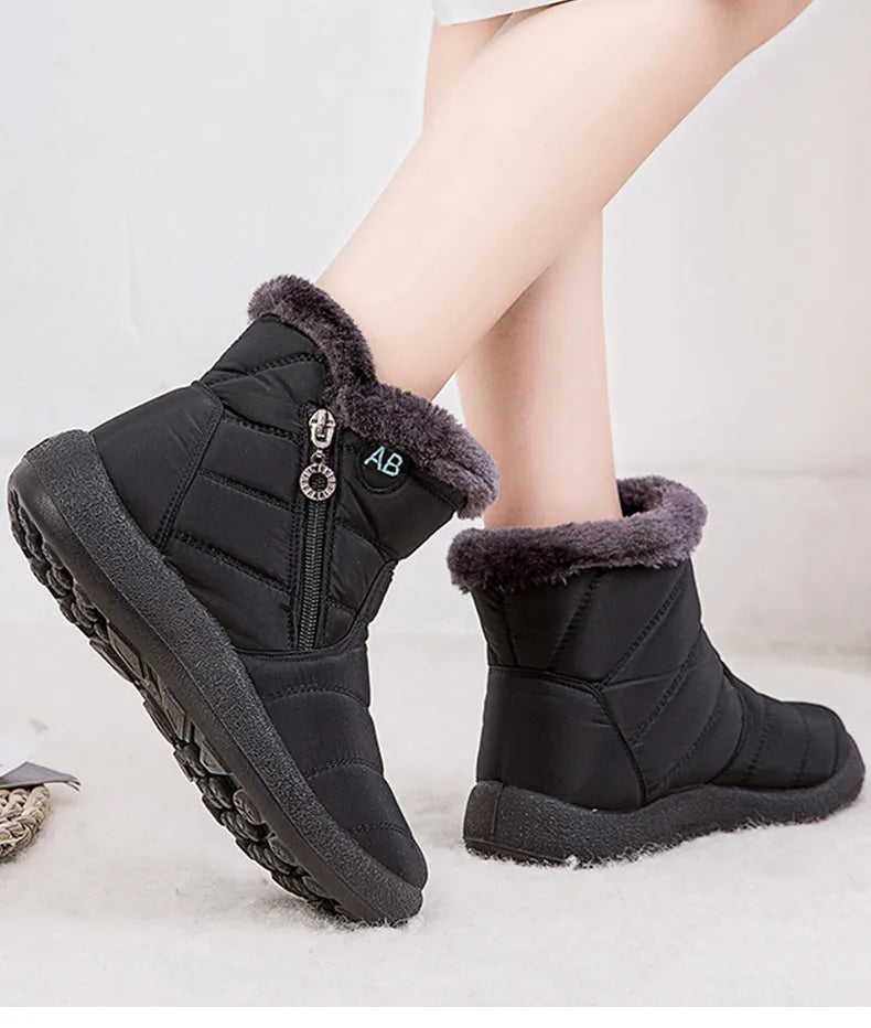 Bottines Hiver Femme Fourrées & Imperméables – Chaussures Chaudes à Talon Plat – Style Élégant & Confort – Neige / Froid - BLACKBEARD OUTDOOR INDUSTRIES