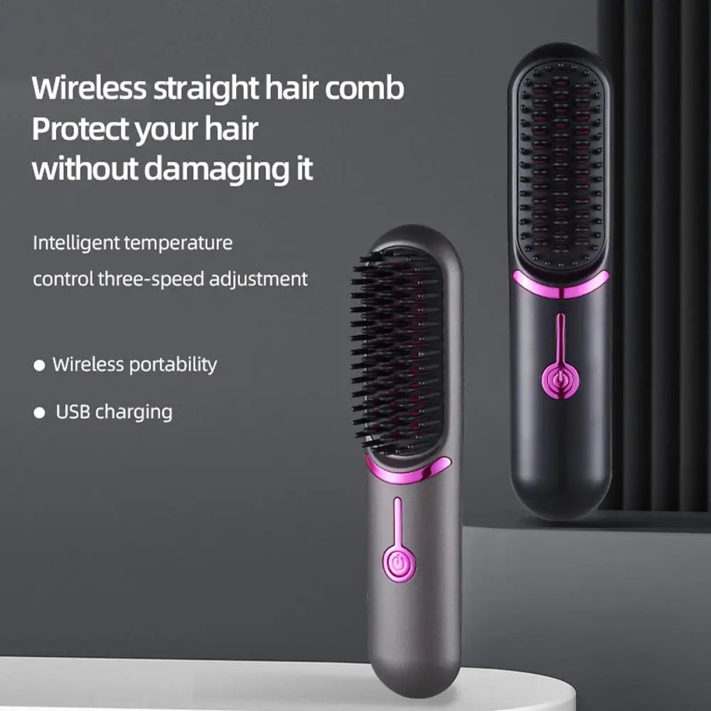 Brosse Lissante Sans Fil – Brosse Chauffante Anti-Frisottis Portable avec Batterie Rechargeable | Idéale pour Voyage & Maison - BLACKBEARD OUTDOOR INDUSTRIES