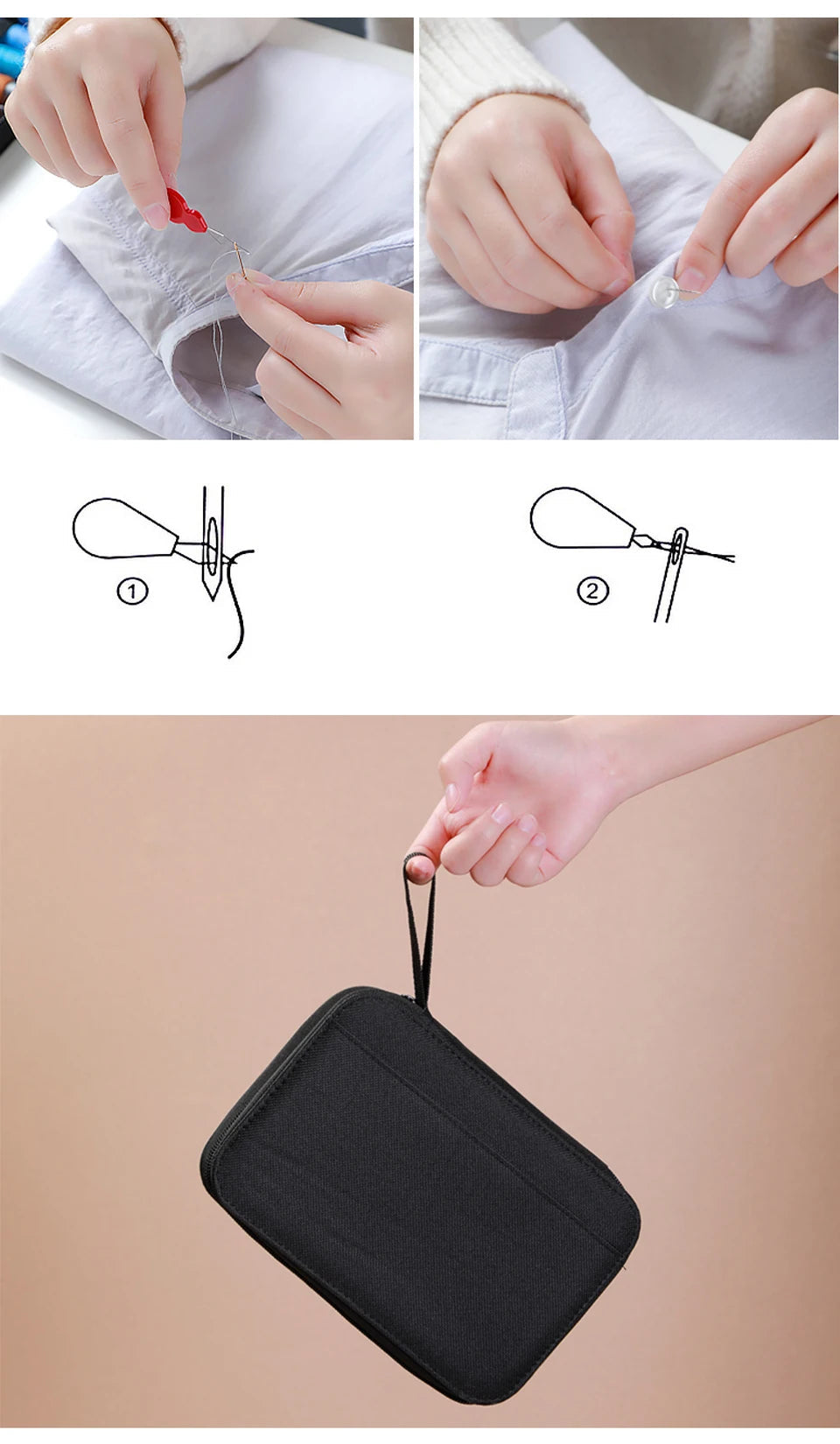 Kit Complet de Couture avec Fils, Aiguilles, Ciseaux, Mètre Ruban, Boutons - Set de Couture Portable pour DIY, Broderie, et Travaux Manuels BLACKBEARD OUTDOOR INDUSTRIES