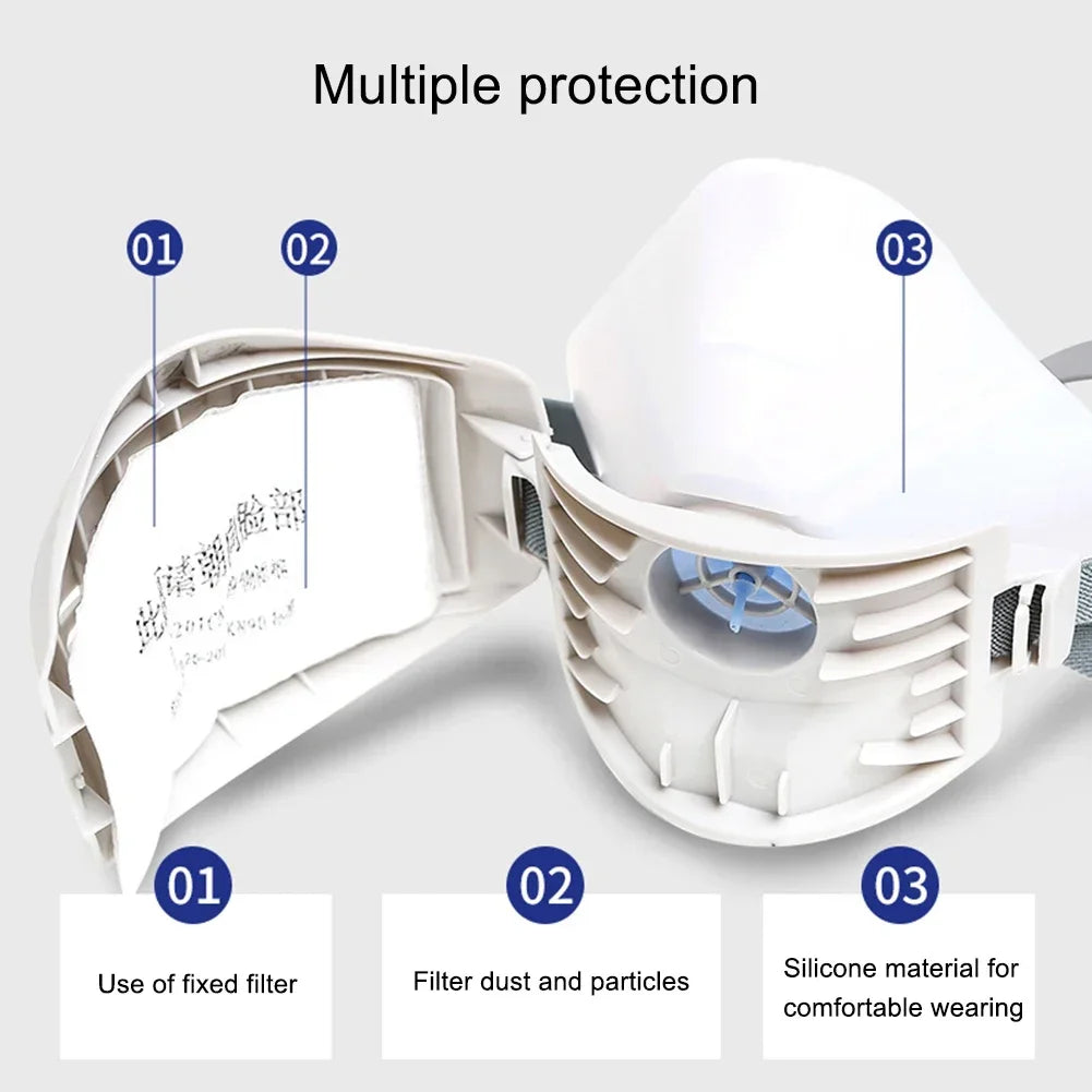 Masque Anti-Poussière avec 20 Filtres en Coton - Respirateur Demi-Visère pour Protection Contre la Poussière, Brouillard, Fumée et Gaz - Idéal pour l'Industrie, la Construction et le Travail Général BLACKBEARD OUTDOOR INDUSTRIES
