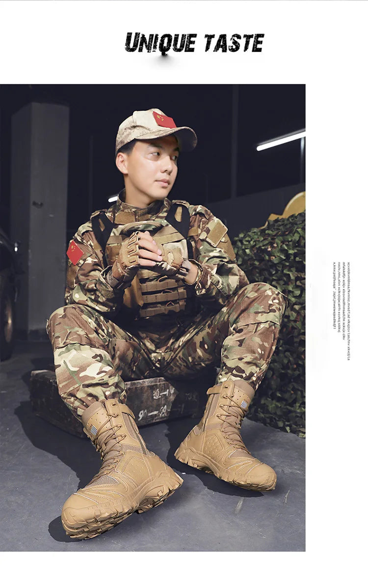 Bottes Tactiques Combat Désert pour Homme - Résistantes, Étanches et Confortables pour Randonnée et Sports Outdoor - BLACKBEARD OUTDOOR INDUSTRIES
