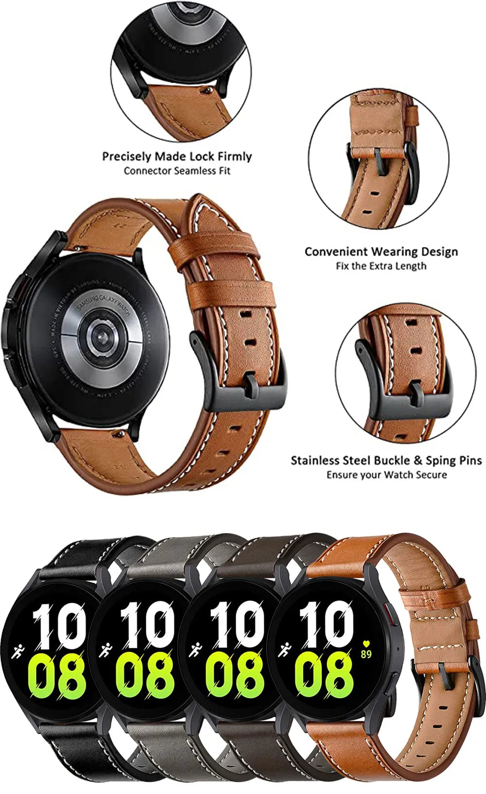 Bracelet en Cuir et Silicone 20mm/22mm pour Montres Huawei, Amazfit et Samsung Galaxy Watch BLACKBEARD OUTDOOR INDUSTRIES