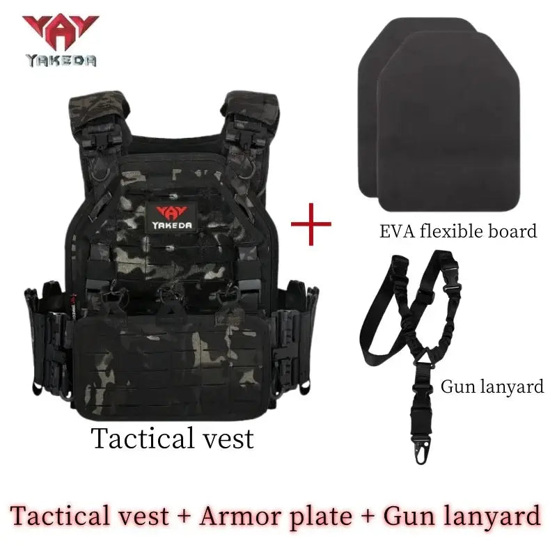 Ensemble Gilet Tactique YAKEDA avec Plaque EVA Flexible et Lanière pour Arme Ma boutique