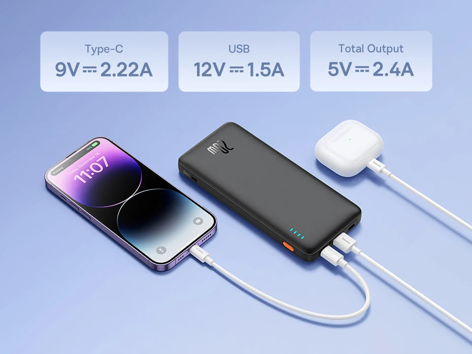 Baseus Airpow Power Bank 10000mAh / 20000mAh – Charge Rapide 20W avec Câbles Intégrés - BLACKBEARD OUTDOOR INDUSTRIES