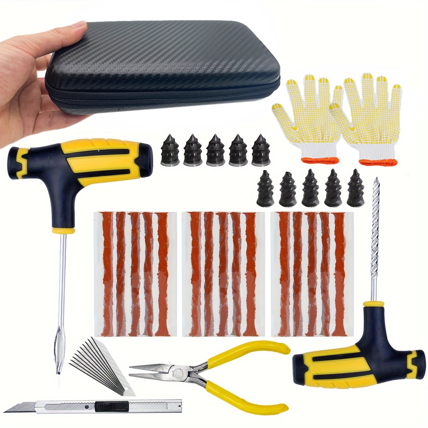 ZFOUEK Kit de Réparation de Pneu Voiture – Kit Complet d'Urgence avec Mèches, Colle, Outils, Boîte de Rangement - BLACKBEARD OUTDOOR INDUSTRIES