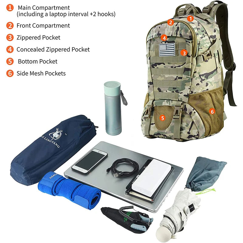 Sac à Dos Tactique Homme 35L INOXTO – Randonnée, Trekking, Camping, Voyage - BLACKBEARD OUTDOOR INDUSTRIES