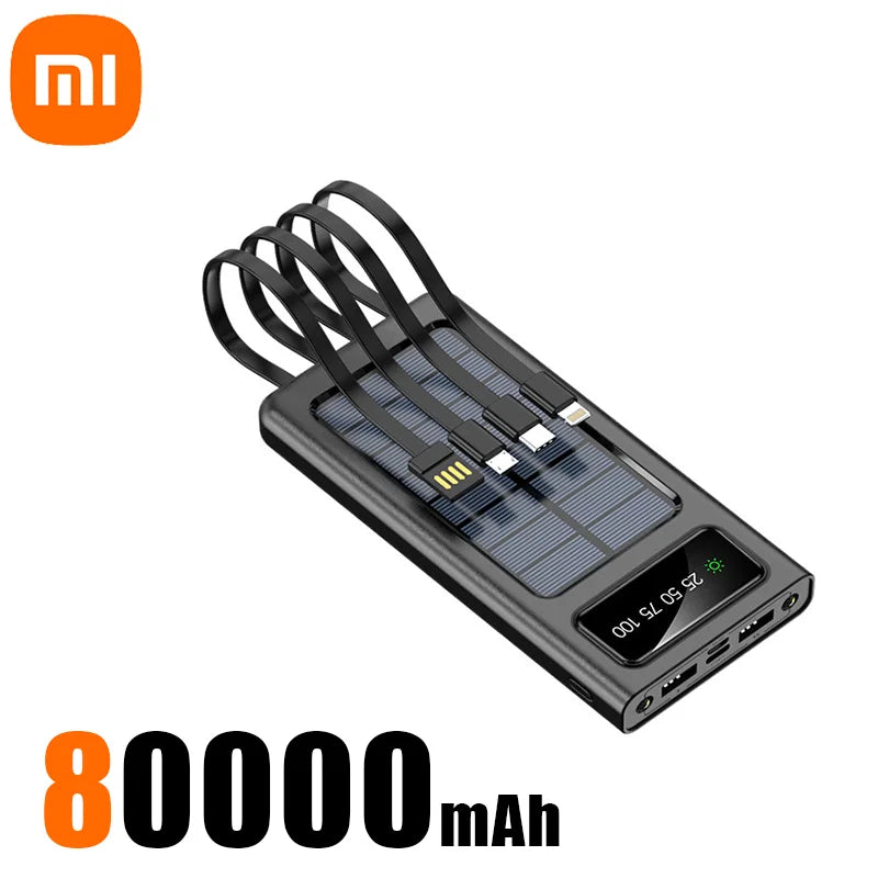 Batterie Externe Solaire Xiaomi 200000mAh – Charge Rapide – 4 Câbles Intégrés – Écran LED – Ports USB, Type-C & Lightning - BLACKBEARD OUTDOOR INDUSTRIES