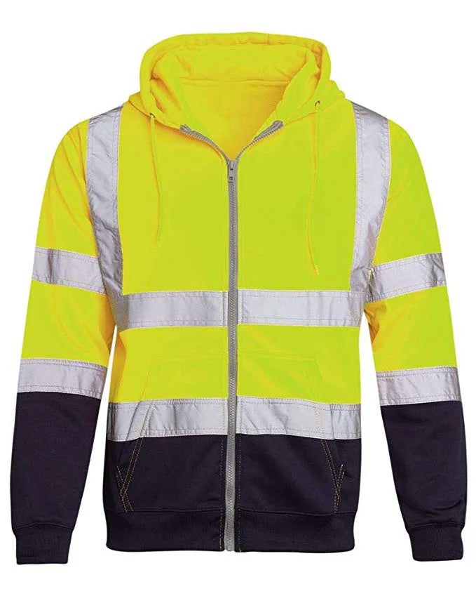 Sweat à Capuche Réfléchissant Haute Visibilité - Vêtement de Travail de Protection, Coloris Bloc, Fermeture Éclair - BLACKBEARD OUTDOOR INDUSTRIES