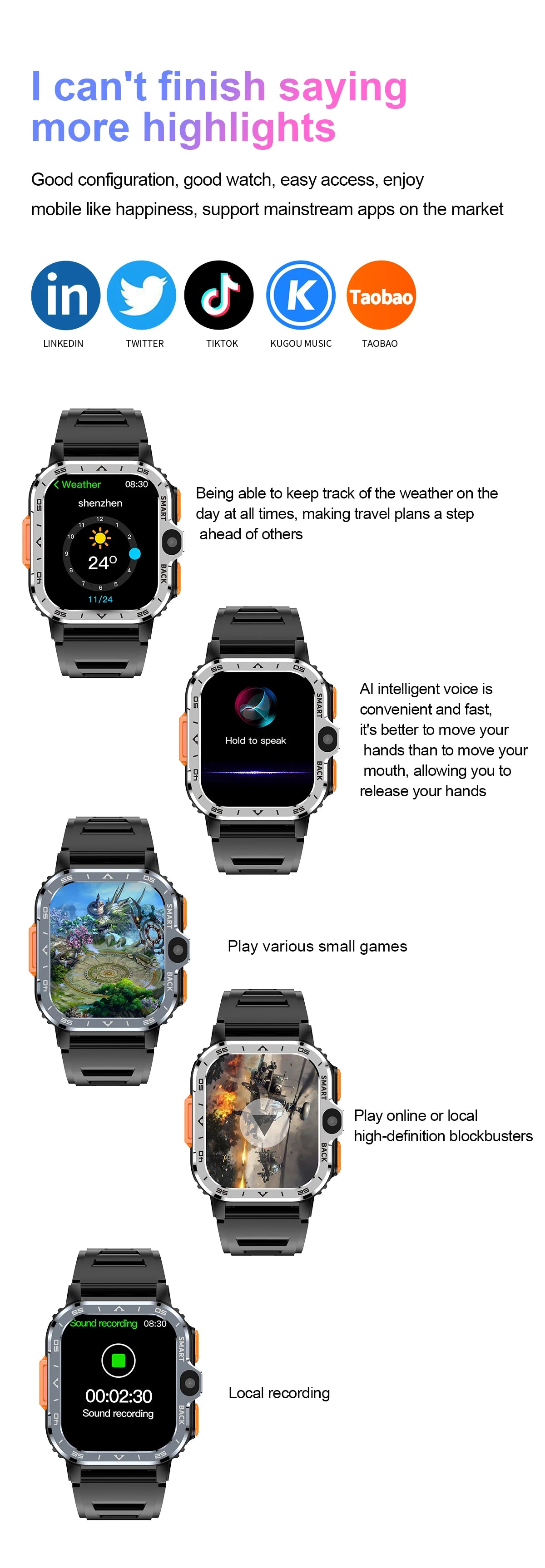 Montre Connectée VALDUS PGD Android – Écran 2,03", Double Caméra HD, 4G LTE, 64 Go ROM, NFC & WiFi - BLACKBEARD OUTDOOR INDUSTRIES