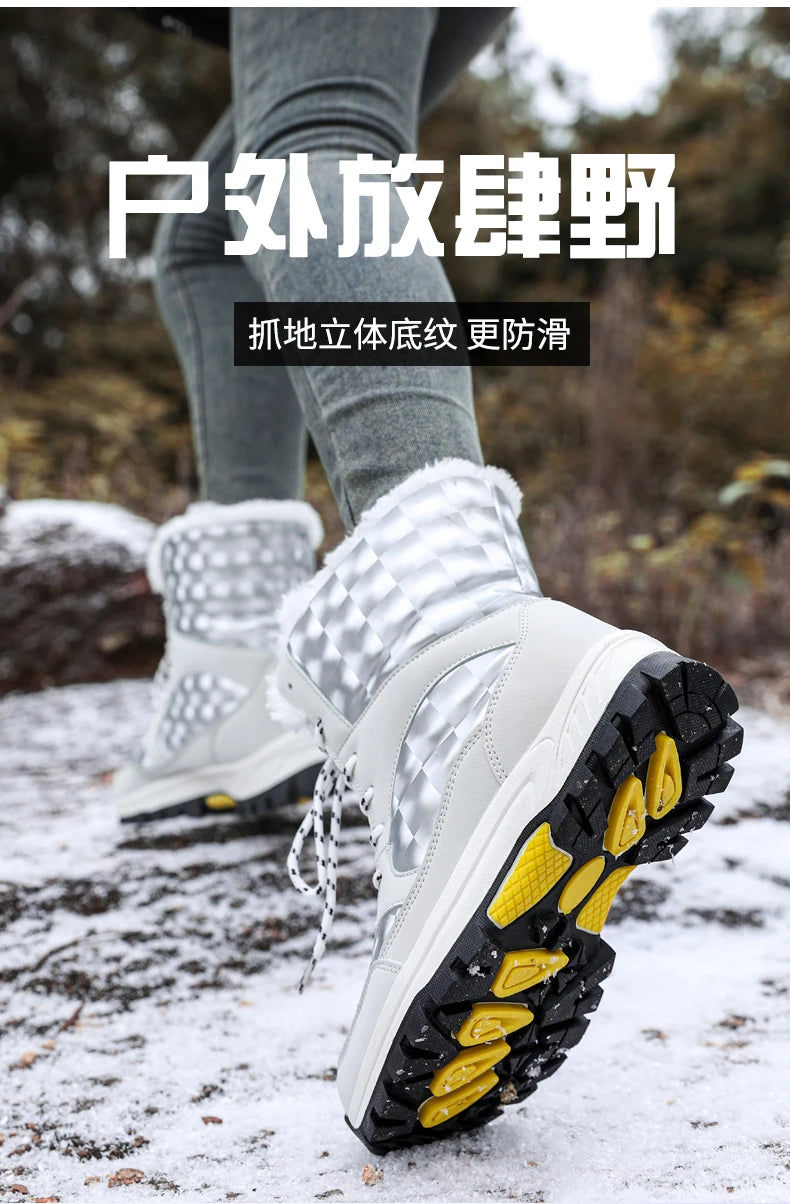 Bottes de Neige Femme Hiver 2024 – Sneakers Chaudes à Fourrure, Semelle Épaisse, Imperméables – Bottines Mi-mollet Outdoor - BLACKBEARD OUTDOOR INDUSTRIES