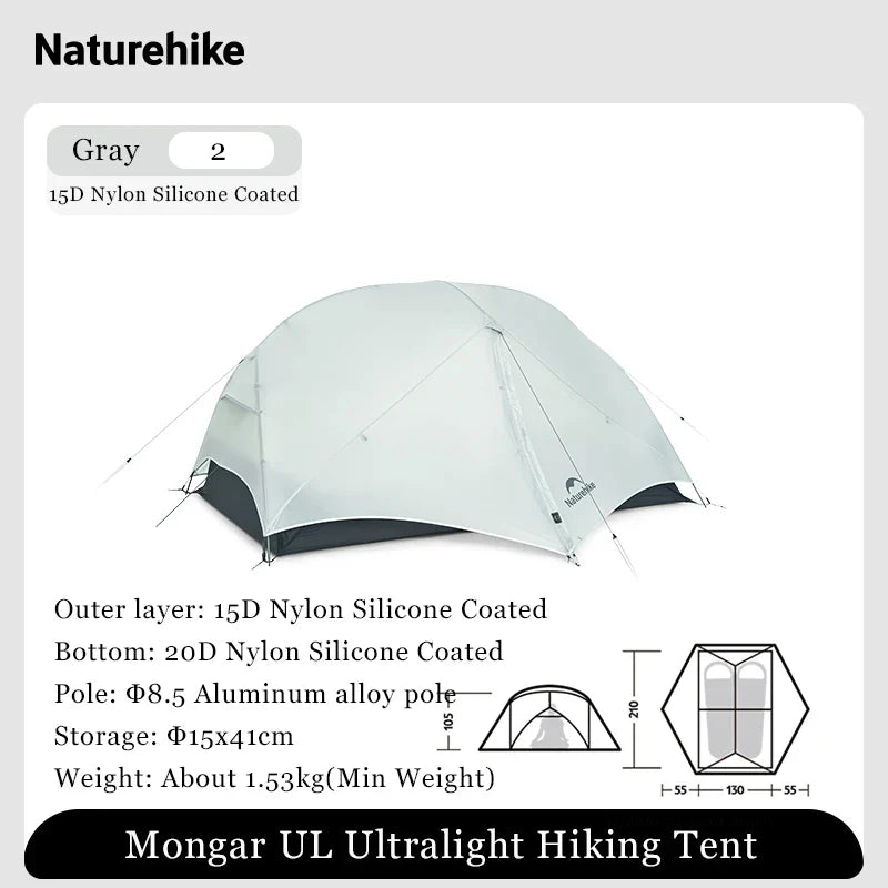 Naturehike Mongar UL Ultralight Camping Tent – Tente de Randonnée 3 Saisons Imperméable Double Couches - BLACKBEARD OUTDOOR INDUSTRIES