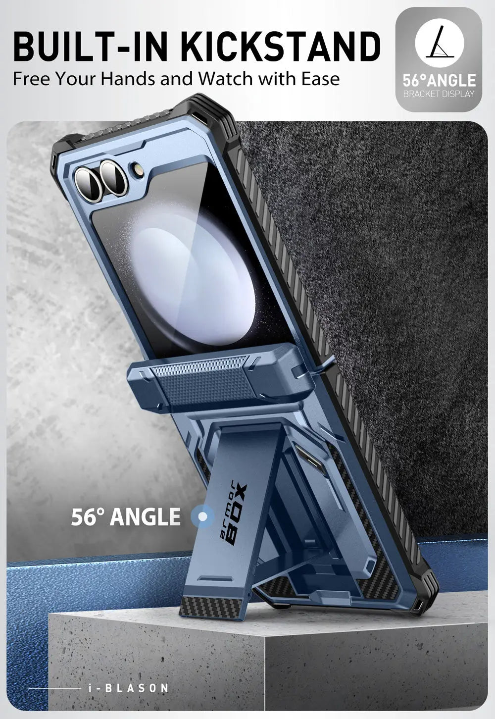 I-BLASON For Samsung Galaxy Z Flip 7 FE/6/5 Case Armorbox Full-Body Military Protection Phone Case with Screen Protector & Stand BLACKBEARD OUTDOOR INDUSTRIES