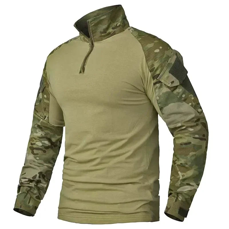 Chemise Tactique à Manches Longues Outdoor CP - T-shirt Combat à Zip 1/4 en Ripstop Coton Camo pour Hommes BLACKBEARD OUTDOOR INDUSTRIES