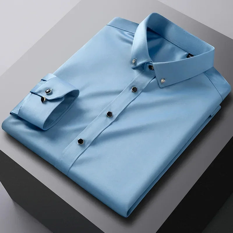 Chemise Homme de Qualité, Manches Longues, Élastique, Confortable et Anti-Retouche – Chemise Business Slim Fit Coréenne BLACKBEARD OUTDOOR INDUSTRIES