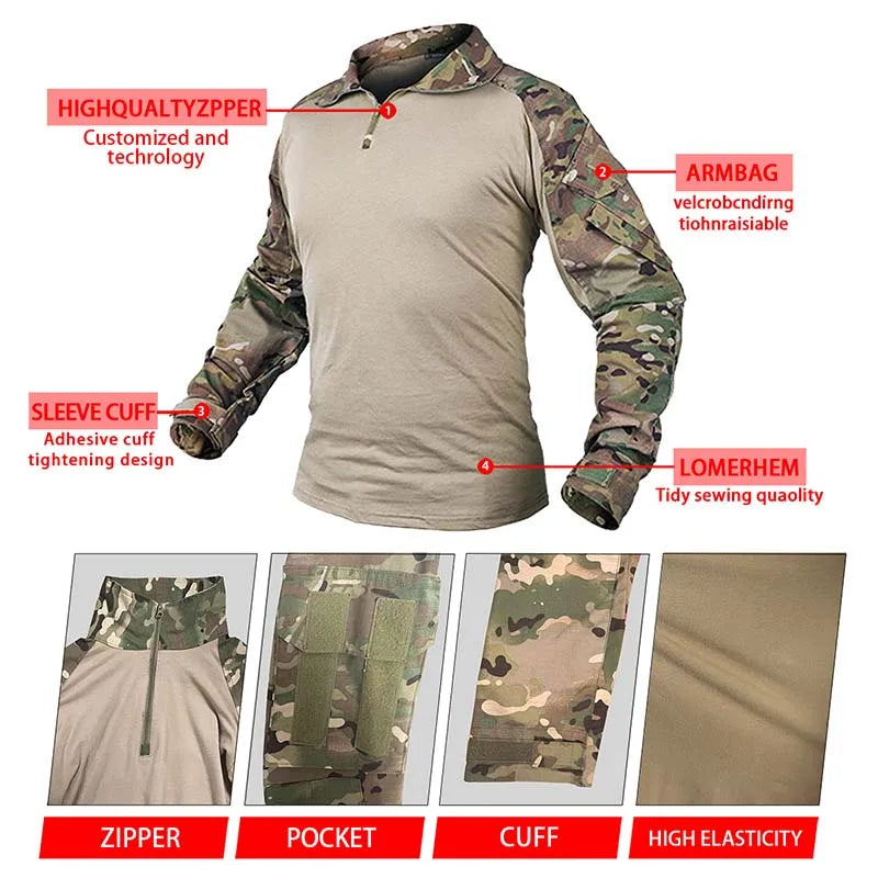 Ensemble Tactique Camouflage CP Gen3 – Uniforme de Combat Homme avec Protections (Coudes & Genoux) pour Chasse, Airsoft et Activités Extérieures - BLACKBEARD OUTDOOR INDUSTRIES