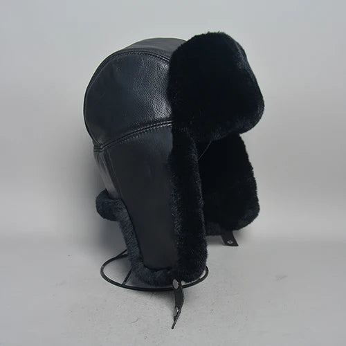 Chapka Bombardier Mixte en Véritable Fourrure de Lapin Rex et Cuir de Mouton – Modèle Ushanka Hiver - BLACKBEARD OUTDOOR INDUSTRIES