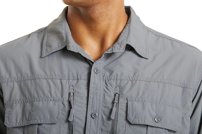 Chemise Cargo Homme TACVASEN – Respirante & Séchage Rapide Manches longues • Multi-poches • Randonnée, Pêche, Travail, Outdoor - BLACKBEARD OUTDOOR INDUSTRIES