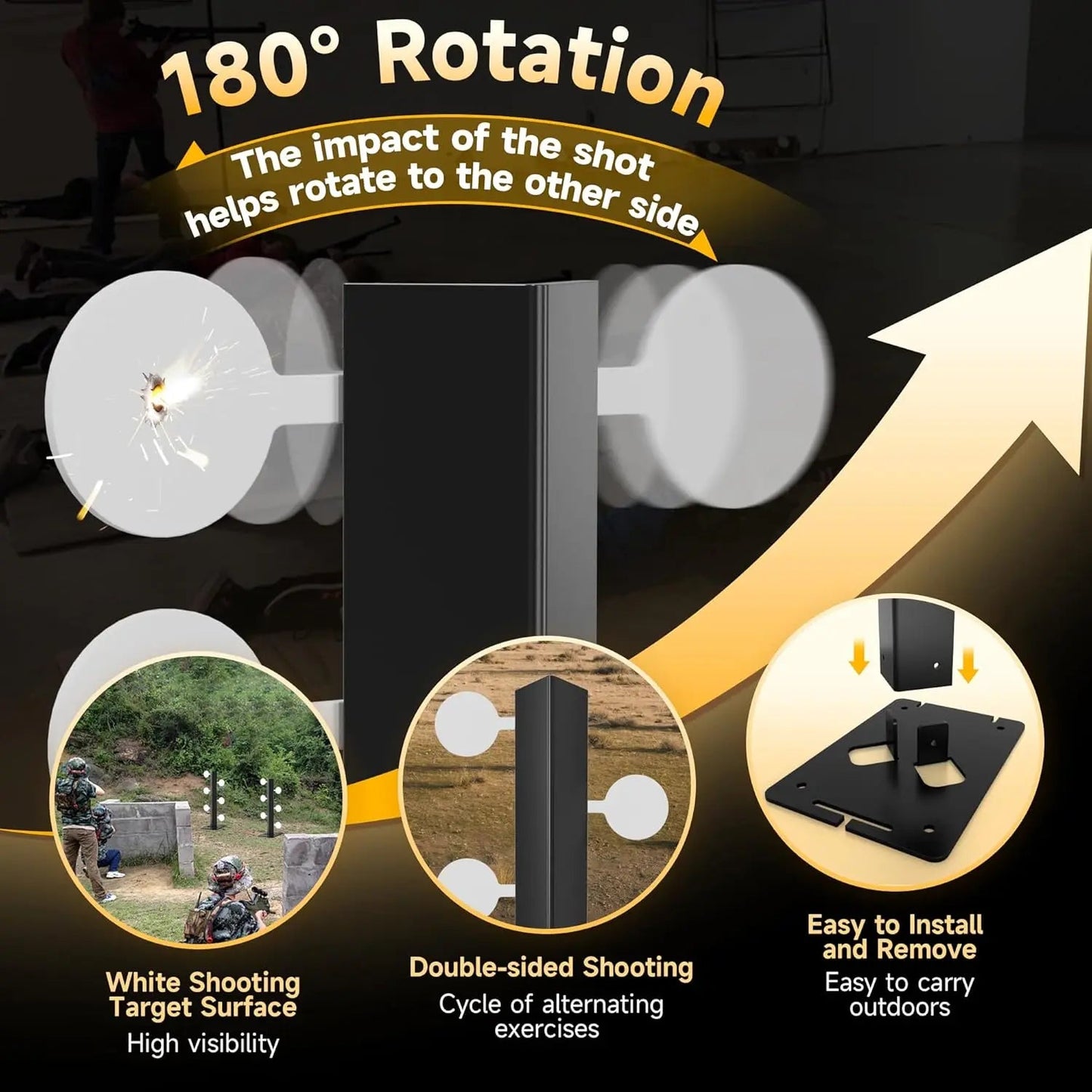 CIBLE MÉTAL RÉACTIVE LUXE – SYSTÈME SWING ET ROTATION AUTOMATIQUE POUR TIR SPORTIF Ma boutique